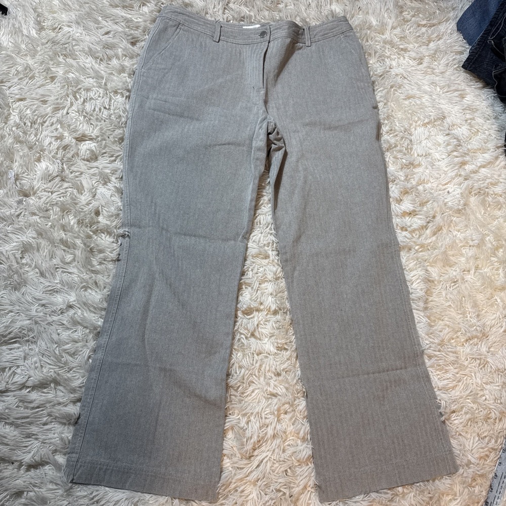 Isaac Mizrahi Dress Pants 100% Cotton Women's Size 16 Cream Gray